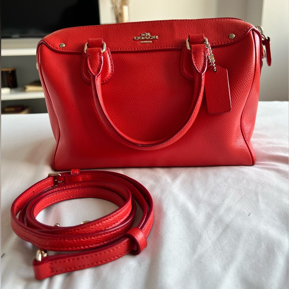 Authentic Coach red crossbody with top handle